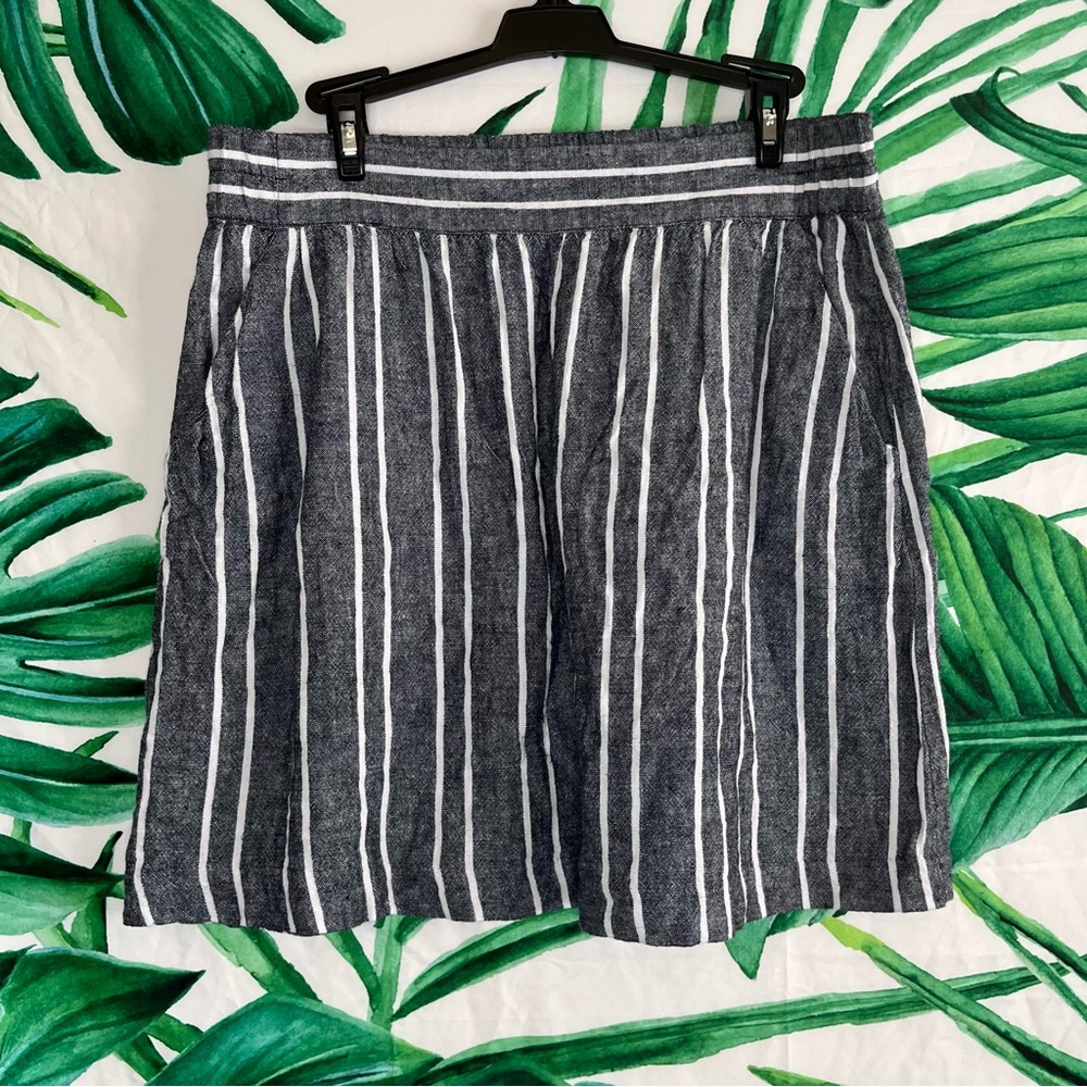 Loft Outlet Small Blue Grey White Linen Cotton Summer Spring Beach Casual Skirt
